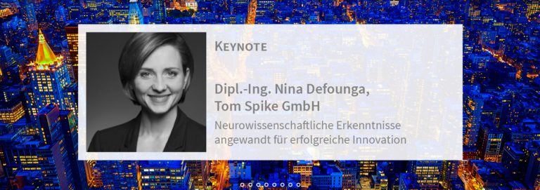 Nina Defounga, Geschäftsführerin der Innovationsberatung Tom Spike, hält Keynote auf der F%E Konferenz "Driving Innovation"