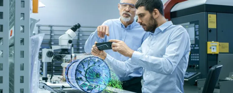 Zwei Ingenieure im Labor als Symbol für Innovationsberatung für Technologieinnovation - TOM SPIKE